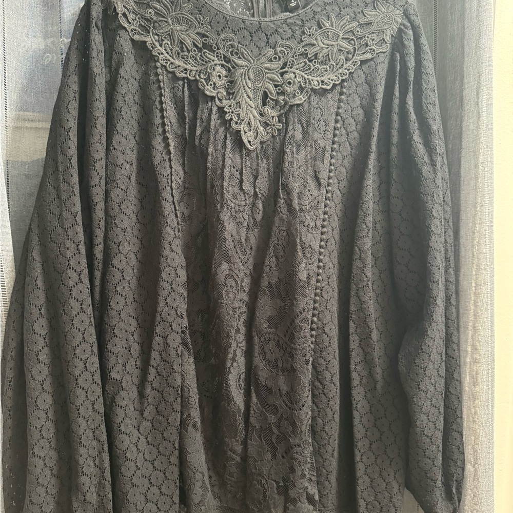 Torrid Black Lace Blouse with Intricate Design